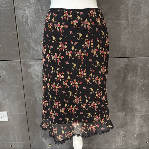 vintage 90s / y2k max studio floral spring midi skirt flowy size M - Picture 4 of 12